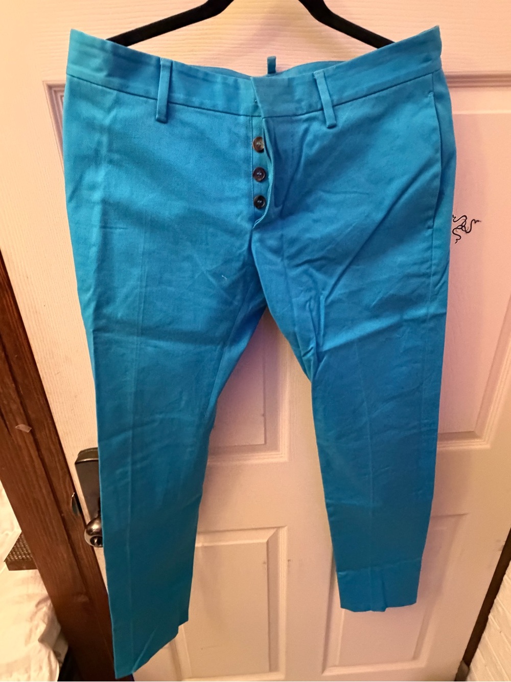 DSQUARED2 Men’s Slim Straight Pants in Teal Blue